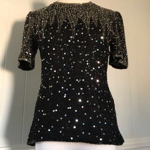 Vintage 100% Silk Beaded Top Holiday Party